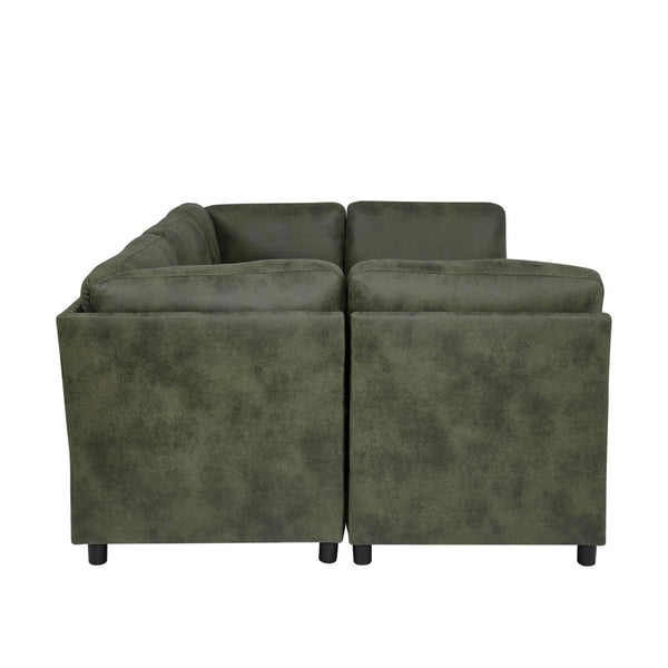 English Elm Faux Leather Modular Sectional Sofa Reconfigurable Layout for Open Living Rooms B2748S00187