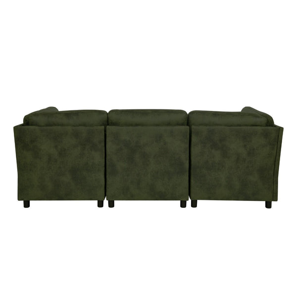 English Elm Faux Leather Modular Sectional Sofa Reconfigurable Layout for Open Living Rooms B2748S00187