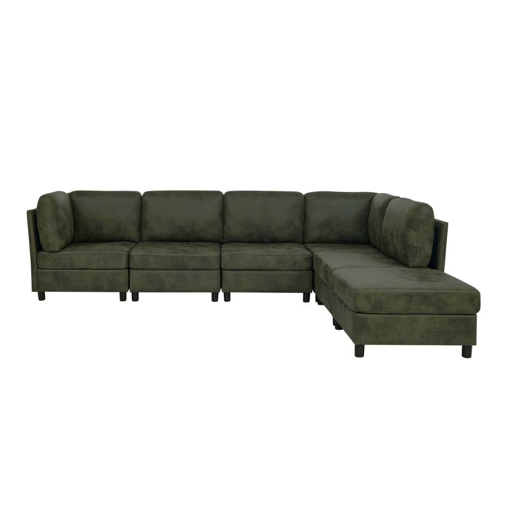 English Elm Faux Leather Modular Sectional Sofa Reconfigurable Layout for Open Living Rooms B2748S00187