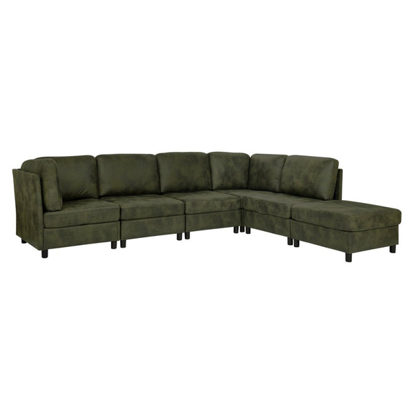 English Elm Faux Leather Modular Sectional Sofa Reconfigurable Layout for Open Living Rooms B2748S00187