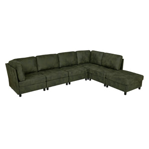 English Elm Faux Leather Modular Sectional Sofa Reconfigurable Layout for Open Living Rooms B2748S00187
