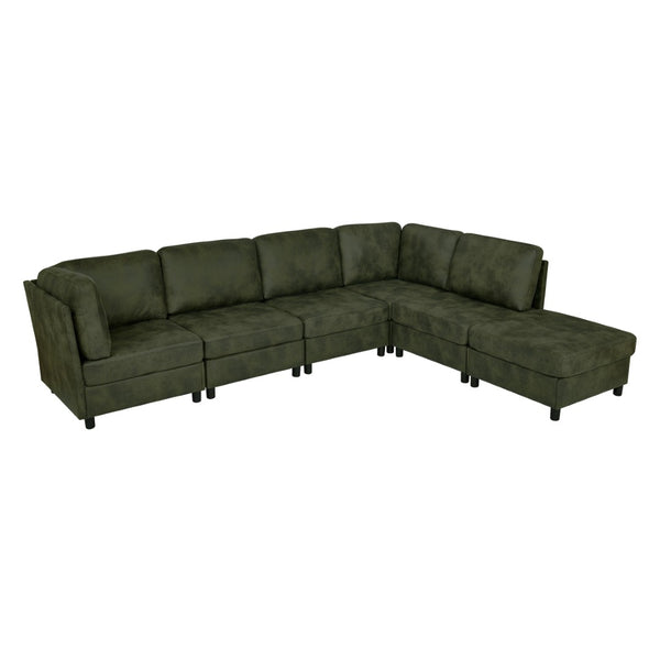 English Elm Faux Leather Modular Sectional Sofa Reconfigurable Layout for Open Living Rooms B2748S00187