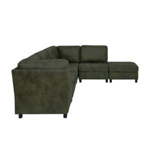 English Elm Faux Leather Modular Sectional Sofa Reconfigurable Layout for Open Living Rooms B2748S00187