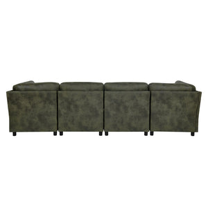 English Elm Faux Leather Modular Sectional Sofa Reconfigurable Layout for Open Living Rooms B2748S00187