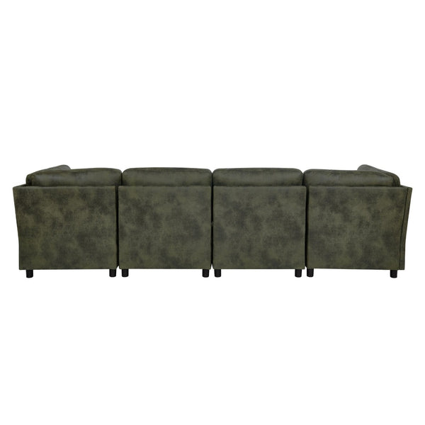 English Elm Faux Leather Modular Sectional Sofa Reconfigurable Layout for Open Living Rooms B2748S00187