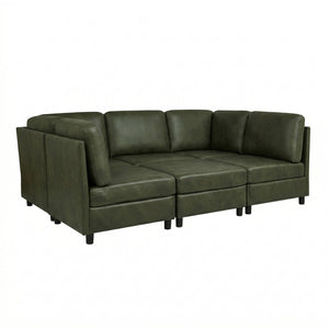 English Elm Faux Leather Modular Sectional Sofa Reconfigurable Layout for Open Living Rooms B2748S00187