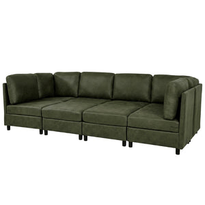 English Elm Faux Leather Modular Sectional Sofa Configurable Living Room Seating Set B2748S00188