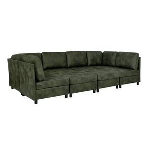 English Elm Faux Leather Modular Sectional Sofa Configurable Living Room Seating Set B2748S00188