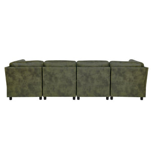 English Elm Faux Leather Modular Sectional Sofa Configurable Living Room Seating Set B2748S00188