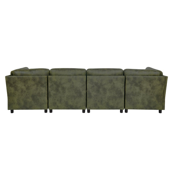 English Elm Faux Leather Modular Sectional Sofa Configurable Living Room Seating Set B2748S00188