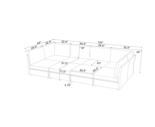 English Elm Faux Leather Modular Sectional Sofa Configurable Living Room Seating Set B2748S00188