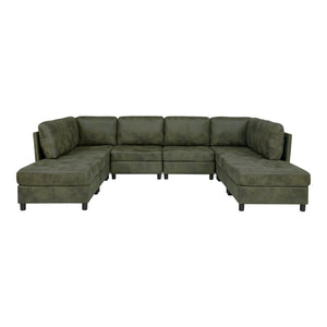 English Elm Faux Leather Modular Sectional Sofa Configurable Living Room Seating Set B2748S00188