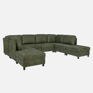 English Elm Faux Leather Modular Sectional Sofa Configurable Living Room Seating Set B2748S00188