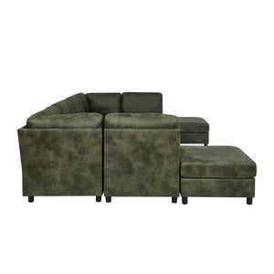 English Elm Faux Leather Modular Sectional Sofa Configurable Living Room Seating Set B2748S00188