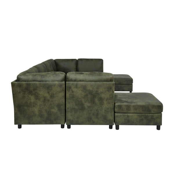 English Elm Faux Leather Modular Sectional Sofa Configurable Living Room Seating Set B2748S00188
