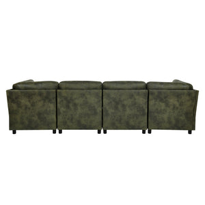 English Elm Faux Leather Modular Sectional Sofa Configurable Living Room Seating Set B2748S00188