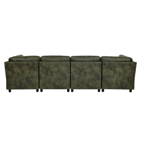 English Elm Faux Leather Modular Sectional Sofa Configurable Living Room Seating Set B2748S00188