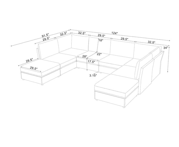 English Elm Faux Leather Modular Sectional Sofa Configurable Living Room Seating Set B2748S00188
