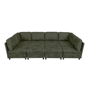 English Elm Faux Leather Modular Sectional Sofa Configurable Living Room Seating Set B2748S00188