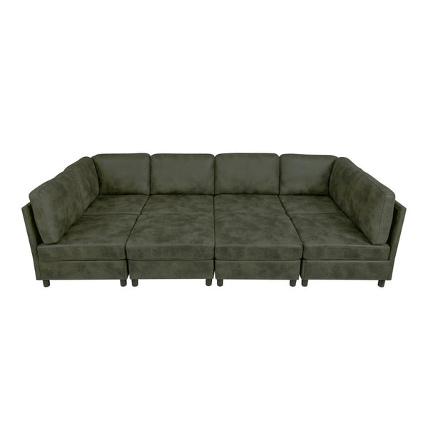 English Elm Faux Leather Modular Sectional Sofa Configurable Living Room Seating Set B2748S00188