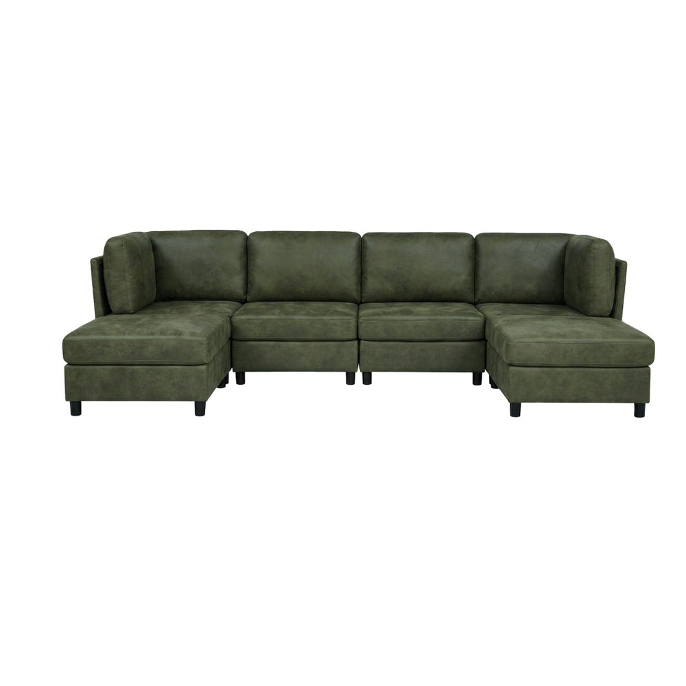 English Elm Faux Leather Modular Sectional Sofa Tailored for Flexible Living Room Configurations B2748S00189