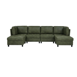 English Elm Faux Leather Modular Sectional Sofa Tailored for Flexible Living Room Configurations B2748S00189