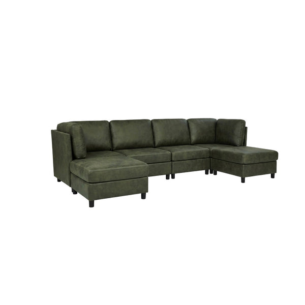 English Elm Faux Leather Modular Sectional Sofa Tailored for Flexible Living Room Configurations B2748S00189