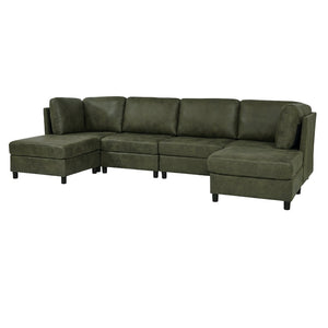 English Elm Faux Leather Modular Sectional Sofa Tailored for Flexible Living Room Configurations B2748S00189