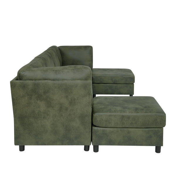 English Elm Faux Leather Modular Sectional Sofa Tailored for Flexible Living Room Configurations B2748S00189