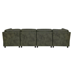 English Elm Faux Leather Modular Sectional Sofa Tailored for Flexible Living Room Configurations B2748S00189