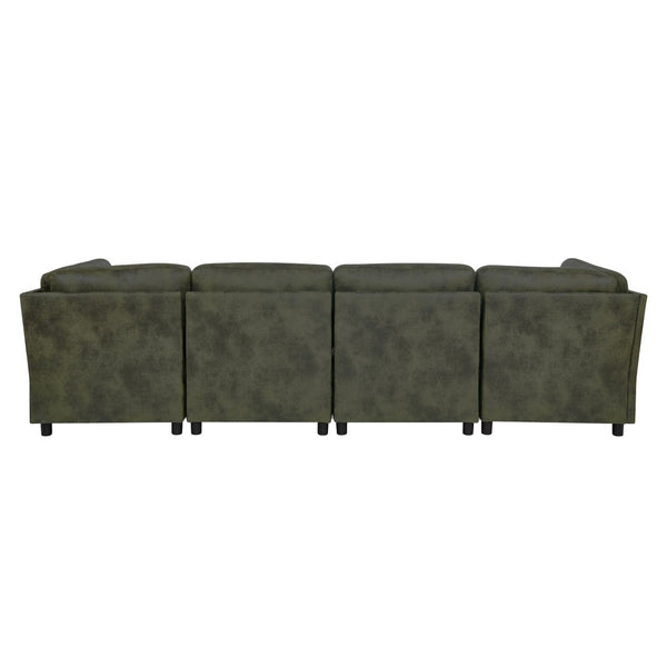 English Elm Faux Leather Modular Sectional Sofa Tailored for Flexible Living Room Configurations B2748S00189