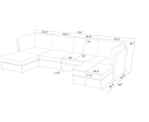 English Elm Faux Leather Modular Sectional Sofa Tailored for Flexible Living Room Configurations B2748S00189