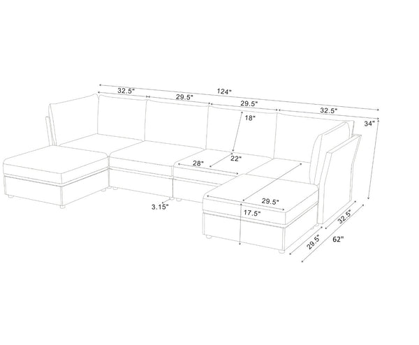 English Elm Faux Leather Modular Sectional Sofa Tailored for Flexible Living Room Configurations B2748S00189