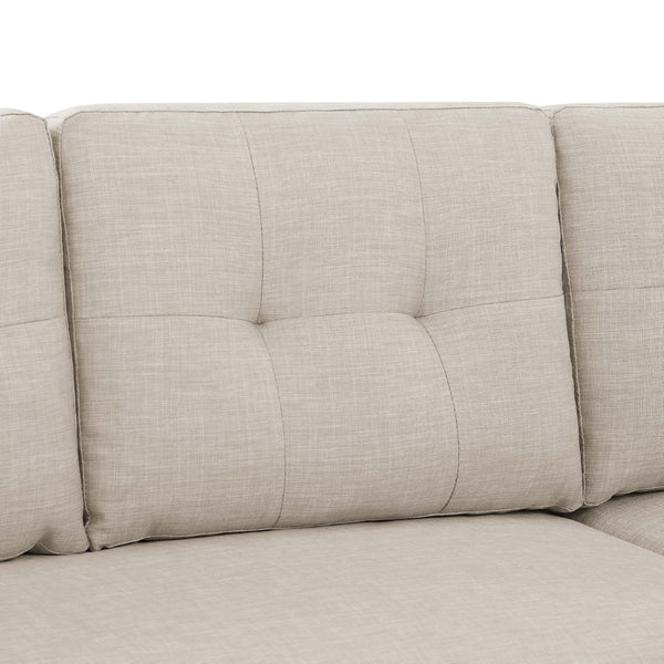 English Elm 86" Linen Blend Sectional Sleeper Sofa with Reversible Chaise and Tufted Back Almond B2748S00190
