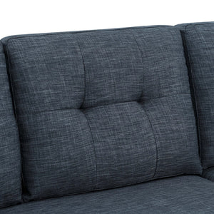 English Elm 86" Linen Blend Sectional Sleeper Sofa with Reversible Chaise and Tufted Back Dark Blue B2748S00191