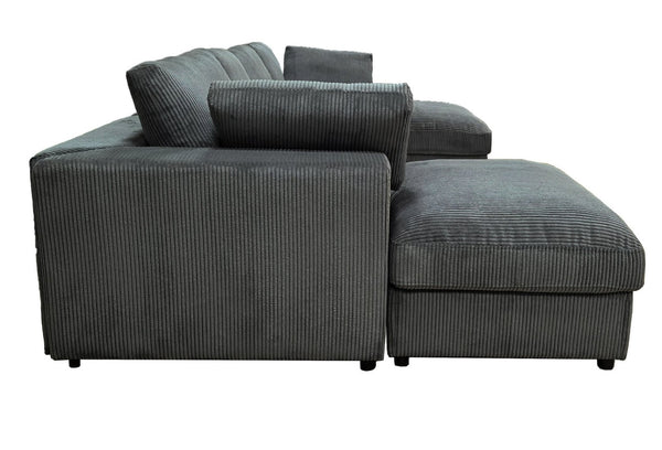 English Elm Corduroy Ribbed Upholstered Modular Sectional Sofa with Reversible Chaise for Living Room Dark Gray B2748S00192