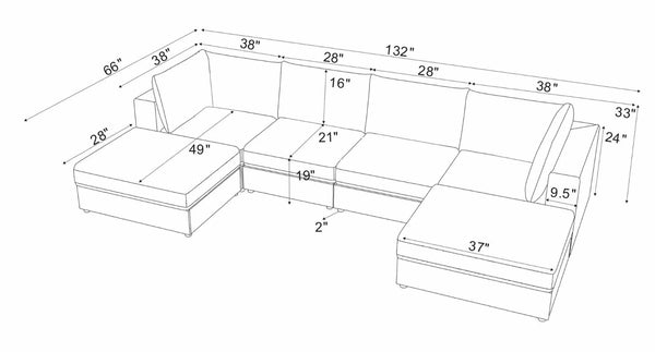 English Elm Corduroy Ribbed Upholstered Modular Sectional Sofa with Reversible Chaise for Living Room Dark Gray B2748S00192