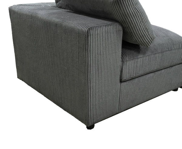 English Elm Corduroy Ribbed Upholstered Modular Sectional Sofa with Reversible Chaise for Living Room Dark Gray B2748S00192