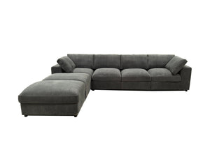 English Elm Corduroy Ribbed Upholstered Modular Sectional Sofa with Reversible Chaise for Living Room Dark Gray B2748S00192