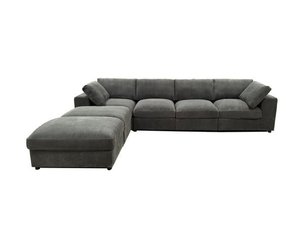 English Elm Corduroy Ribbed Upholstered Modular Sectional Sofa with Reversible Chaise for Living Room Dark Gray B2748S00192