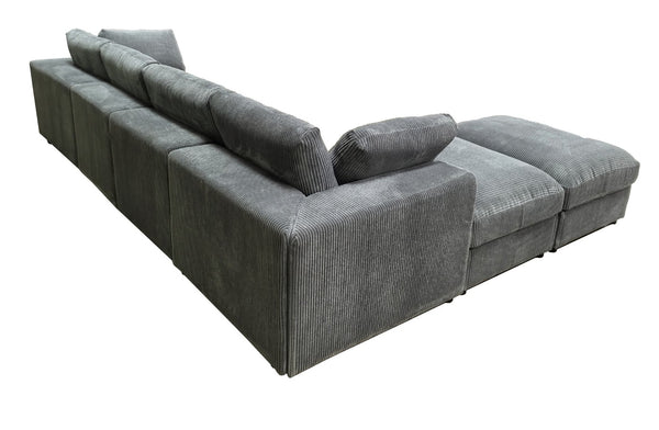 English Elm Corduroy Ribbed Upholstered Modular Sectional Sofa with Reversible Chaise for Living Room Dark Gray B2748S00192
