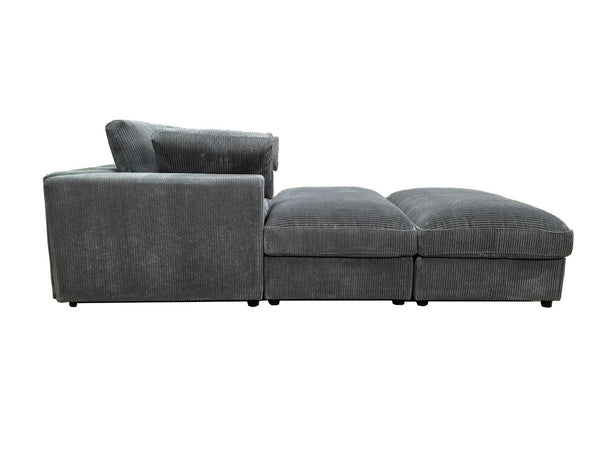 English Elm Corduroy Ribbed Upholstered Modular Sectional Sofa with Reversible Chaise for Living Room Dark Gray B2748S00192