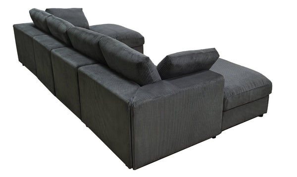 English Elm Corduroy Ribbed Upholstered Modular Sectional Sofa with Reversible Chaise for Living Room Dark Gray B2748S00192