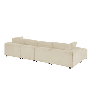 English Elm Corduroy Ribbed Upholstered Modular Sectional Sofa with Reversible Chaise for Living Room Beige B2748S00193