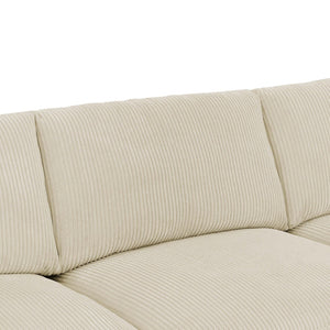 English Elm Corduroy Ribbed Upholstered Modular Sectional Sofa with Reversible Chaise for Living Room Beige B2748S00193
