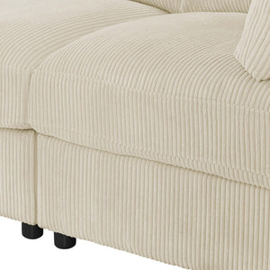 English Elm Corduroy Ribbed Upholstered Modular Sectional Sofa with Reversible Chaise for Living Room Beige B2748S00193