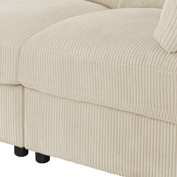 English Elm Corduroy Ribbed Upholstered Modular Sectional Sofa with Reversible Chaise for Living Room Beige B2748S00193