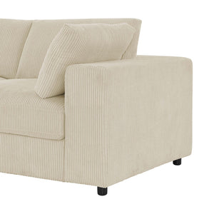 English Elm Corduroy Ribbed Upholstered Modular Sectional Sofa with Reversible Chaise for Living Room Beige B2748S00193