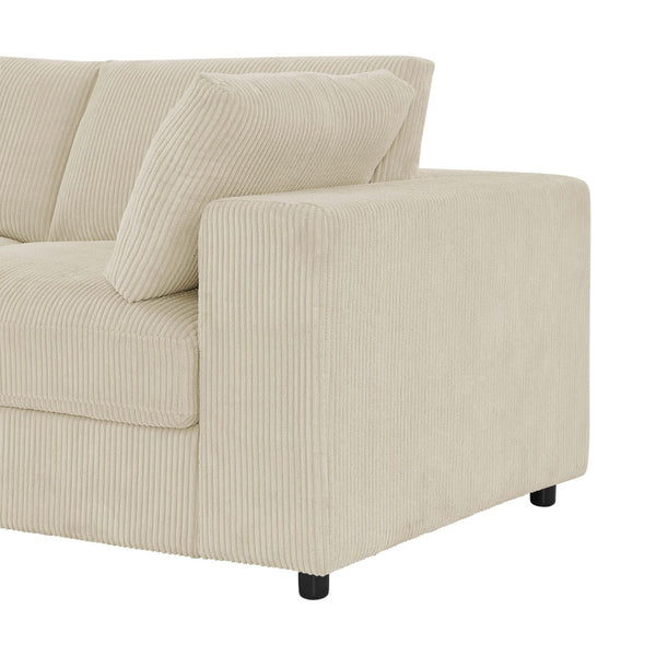 English Elm Corduroy Ribbed Upholstered Modular Sectional Sofa with Reversible Chaise for Living Room Beige B2748S00193