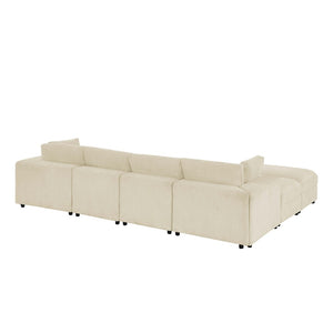 English Elm Corduroy Ribbed Upholstered Modular Sectional Sofa with Reversible Chaise for Living Room Beige B2748S00193